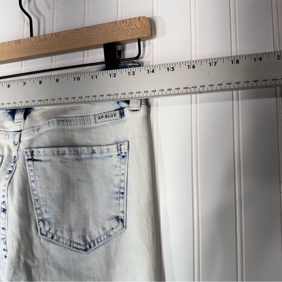 Y2K AP Blue Patchwork Flare Jeans Distressed Bleach Wash Size 5 (27) Festival - Picture 3 of 7